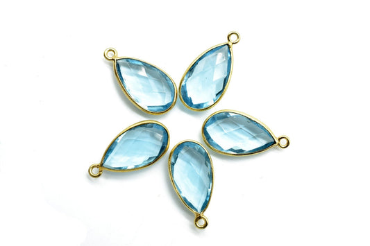 Sky Topaz 10x18mm Pear shape charm,Checker Board cut Sky Topaz Pendant,Sky Topaz charms,Sky Topaz Pear Briolette,Sky Topaz single bail charm