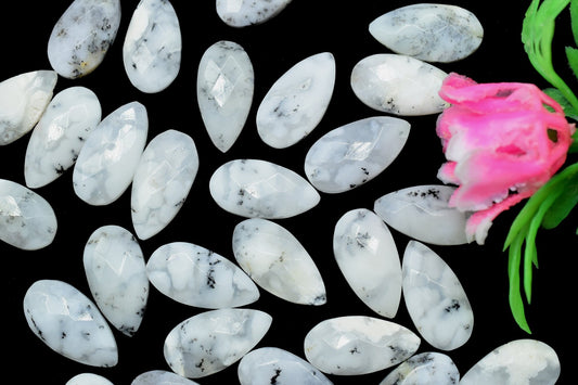 Dendrite Opal 8x16mm Faceted Pear Shape Briolettes,Teardrop Beads,Semi-Precious Gemstones Bead,Calibrated Pear Bead,Dendrite Opal pear