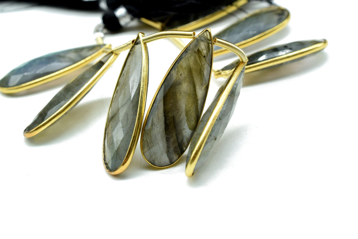 Natural Labradorite Blue Fire 10x30mm Teardrop 8 Pieces strand,Gemstone 18k Gold Plated Single Bail charms,Labradorite gold plated briolette