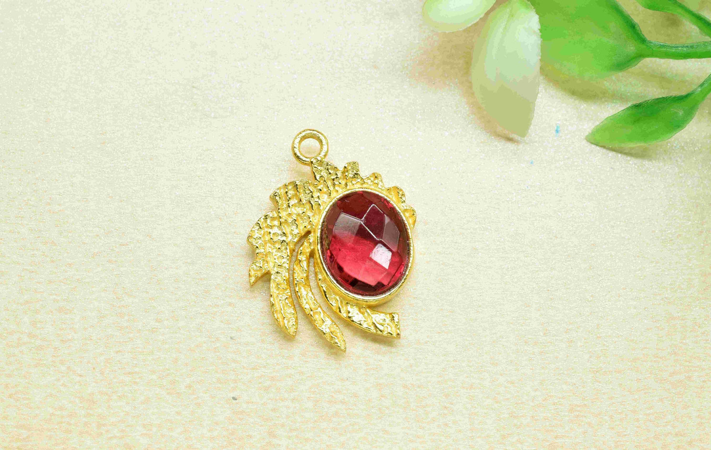Pink Tourmaline Pendant ,  Gemstone Handmade Pendant , Bulk Gemstone Pendant , Gold Plated Connectors ,Single Bail Gemstone Connector Charm
