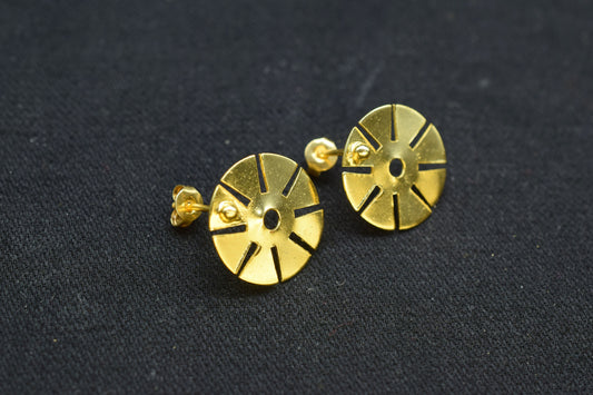 Gold Plated Brass Earring post Studs,17mm Round Earring connectors,Brass Earring charms,Earring findings jewelry,Earring connectors,B'Gifts