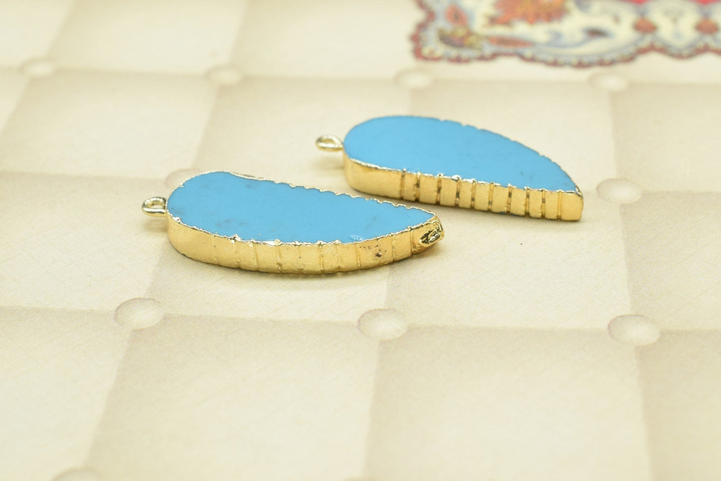 Turquoise Leaf Pendants,Single Bail,Gemstone Angel Wings Pendant Necklace,Turquoise Connectors Jewelry,Handmade Leaf Shape Connectors,Gift