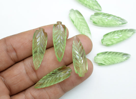 Green Amethyst 10x30mm Pear Shape Faceted carved Briolettes,Green Amethyst Carving Briolettes,Amethyst Leaf Shape Carved Briolettes,Carving