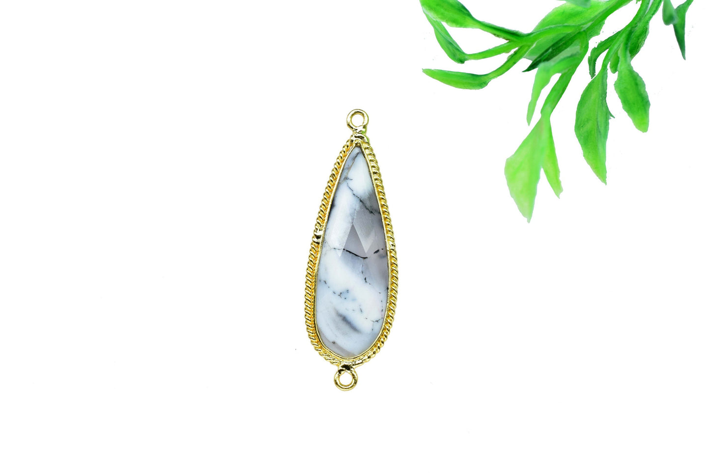Dendrite Opal Faceted gemstone 10x30mm Pear Shape charms,Dendrite Opal Gemstone Bezel jewelry making,Dendrite Opal Gold Plated bezel,Gift