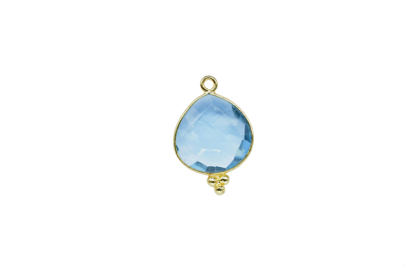 Sky Topaz Gold Plating Pendant,Gemstone Faceted Light Bezels Jewelry,Sky Topaz charms Connectors,Sky Topaz Gemstone 14mm Heart Shape Bezels