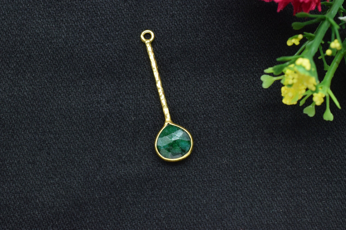 Natural Emerald Pendant/Gemstone Component/Faceted Emerald Earring /Single Bail Charm/Necklace Pendant/Heart Shape Charm/Wholesale Supply
