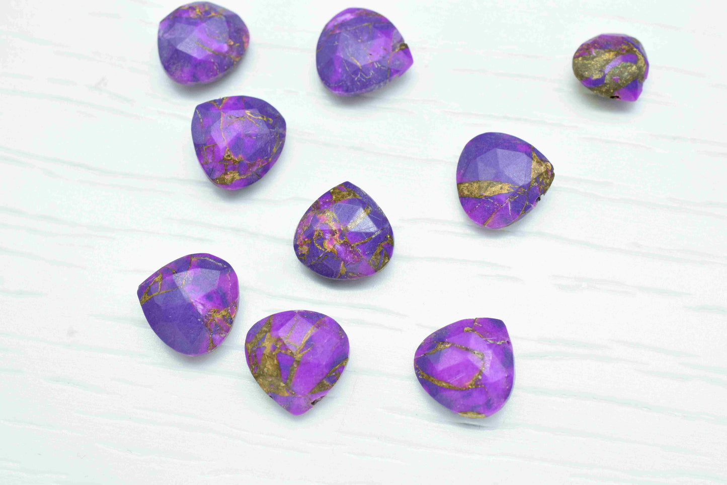 Purple Copper Turquoise Beads, 10mm Gemstone Faceted Heart Shape Briolettes,Gemstone Heart Beads,High Quality Gemstone Beads Jewelry Making