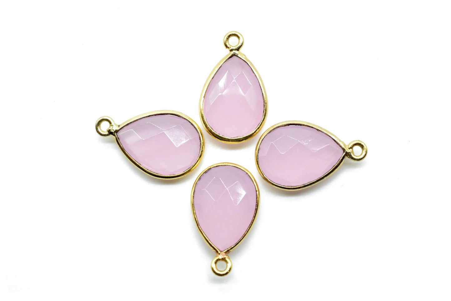 Rose Quartz 10x14mm Pear shape charm,Checker Board cut Rose Quartz Pendant,Rose Quartz charms,Rose Quartz Pear Briolettes,Pink connectors