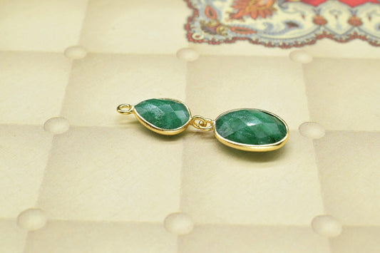 Emerald Dangle Component Earring,Handmade Bezel Jewelry,Multi Stone Jewelry,Earring Connector,Gemstone Bezel Link,Emerald pendant Connector