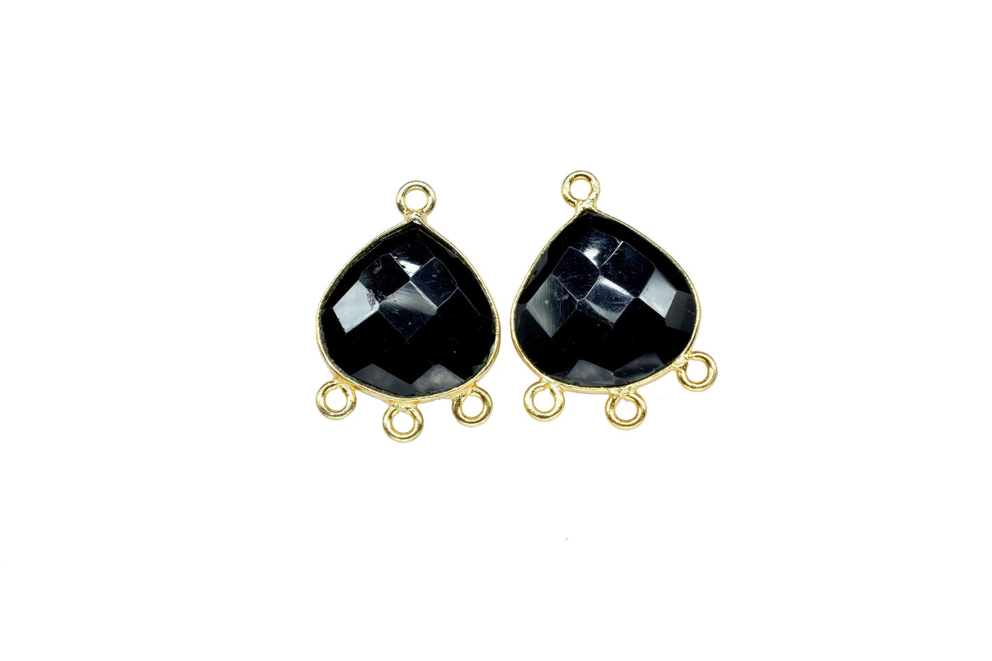 Black Onyx 14mm Heart Bezel Connector,Handmade Charms Bezel Set,Station Bezel Link Supplies,Black Onyx jewelry Making,Black Gemstone Earring