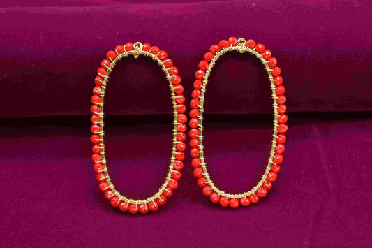 Red Coral beads Finding Connector,Oval Pendant Component,Red Handmade Connector,Finding Necklace,Beaded Finding Component,Red Coral jewelry,