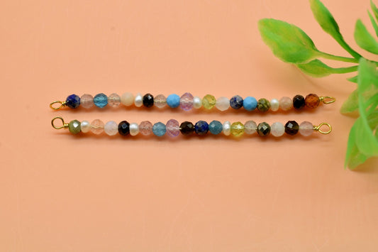 Multi Gemstone Beaded Pendant,Beaded Bar Necklace,dainty beaded Necklace,handmade jewelry,Necklace Connector,Minimalist Jewelry,mom's Gift