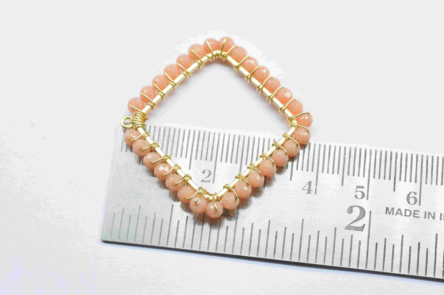 Peach Moonstone Wire Wrapped Dangle Connector,Square Pendant Component,Finding Component Peach Jewelry,Beads link Component,Handmade Jewelry