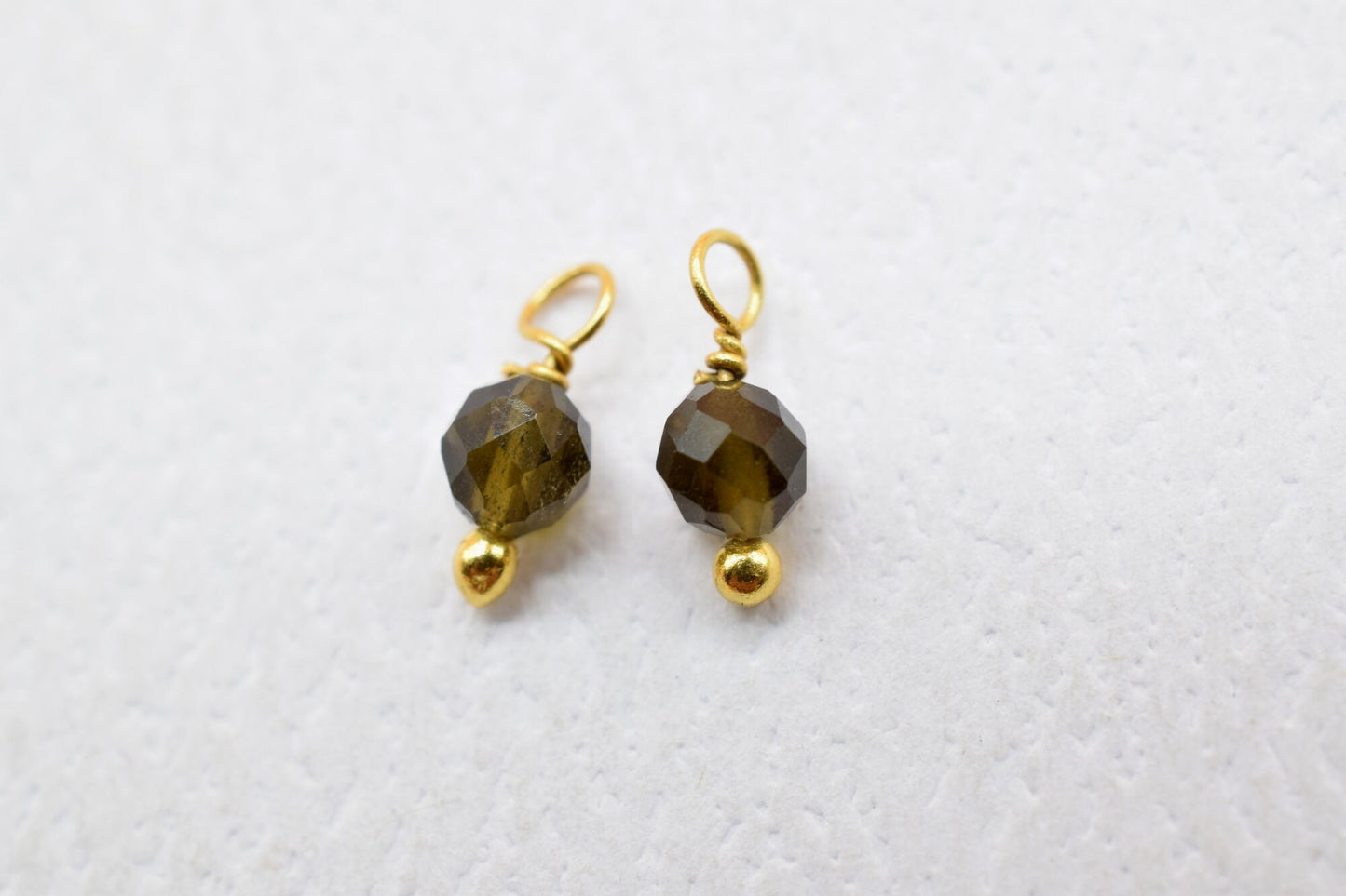 Cat's Eye Single wire wrapped Beads,Single Loop Connectors,Cat's Eye Faceted Beads,Cat's Eye Dangle Beads,Jewelry Making Supply,Tiny Charms