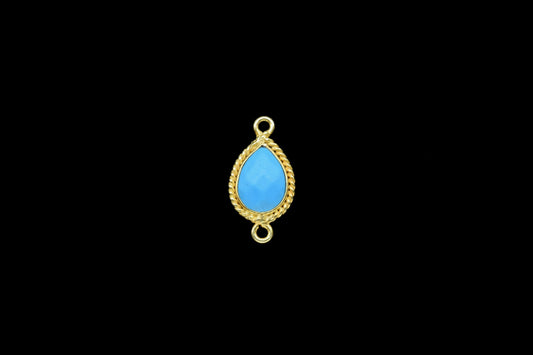 Blue Turquoise 10x14mm Teardrop Bezel charm,Turquoise Teardrop Jewelry,Gemstone Connector Pendant,Teardrop Pendant,Station Bezel Link Supply