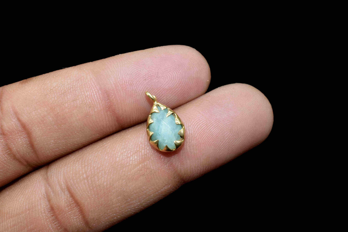 Amazonite Prong Bezel Pendants,Handmade Gemstone Bezel Link,Tiny Amazonite Bezel Connector,Single bail connectors,Amazonite Pendant Jewelry