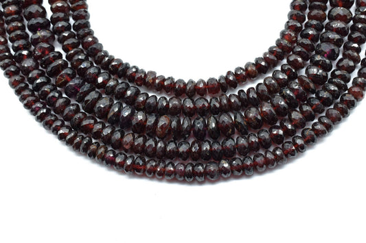 bigger Faceted Natural Red Garnet 6.5mmTo 7.5mm Faceted Rondelle Bead,Sparkly Diamond Cut Gemstone 6 Strand bead,Gemstone For Jewelry Making