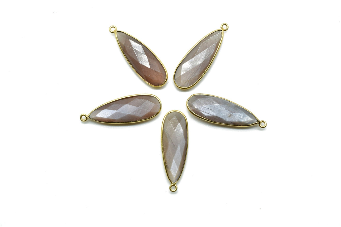 Peach Moonstone 10x30mm Charm,Peach Moonstone Pendant,Teardrop Pendant,Faceted Peach Moonstone,Gemstone Charm,Gemstone Pendant,Dainty Charms