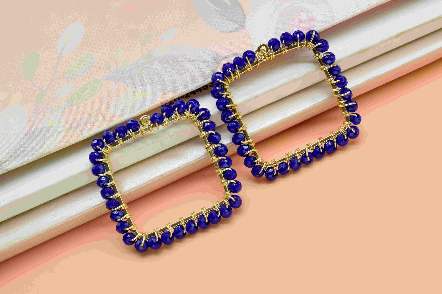 Lapis Lazuli Wire Wrapped Dangle Connector,Gemstone Components,Handmade Earring,Finding Necklace Component Jewelry,Beaded Earring Connector