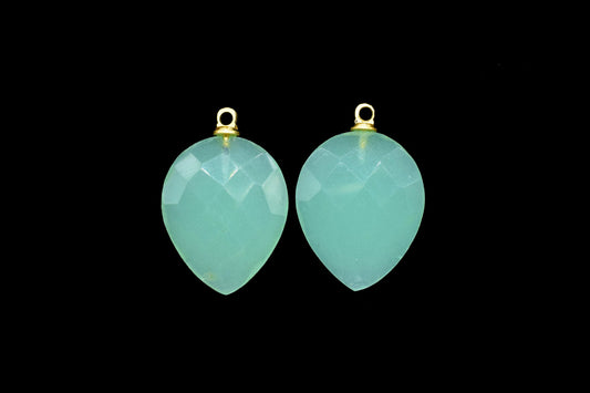 Aqua Quartz Pendant,Station Bezel Link Connector,Craft Supplies,Beads Jewelry Pendant,18x23mm Bezel charm,Teardrop Drill Pendant Charm,Gift