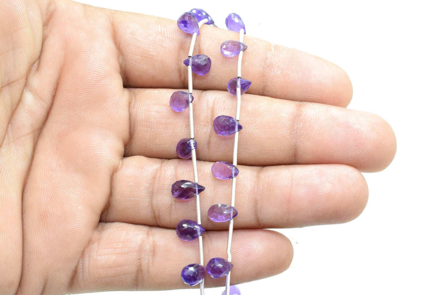 Amethyst Drop Shape Briolettes,Amethyst spiky teardrops,Genuine Amethyst-Faceted Pear Shape Briolette,Amethystx 6x8 &7x10mm TearDrop shape