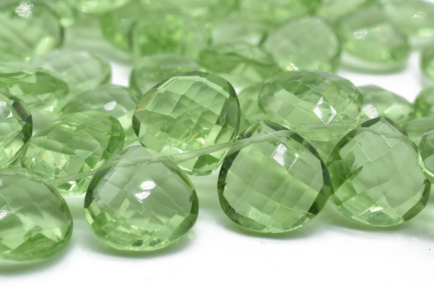 Green Amethyst 14mm Heart Shape Briolettes,Peridt Side drilled Briolette,Jewelry making supplies,craft supplies,Amethyst Briolettes beads,