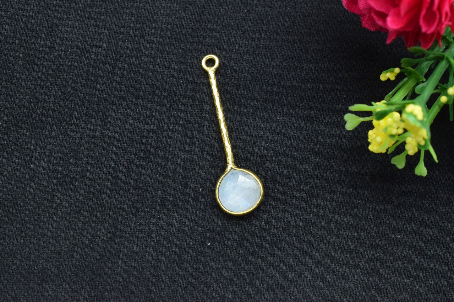 Moonstone Charm/Gemstone Component/Faceted Moonstone Single Bail Charm/Necklace Pendant/Heart Shape Charm/Summer Collection/Wholesale Supply