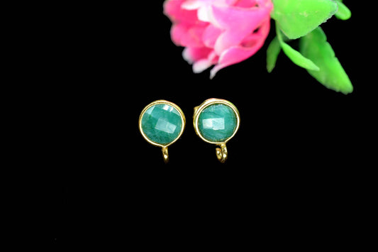 Natural Emerald Faceted Connector, 6mm Round Shape Connector, Gemstone Emerald Connector, Emerald Charms Jewelry, Round Shape Charms,Jewelry