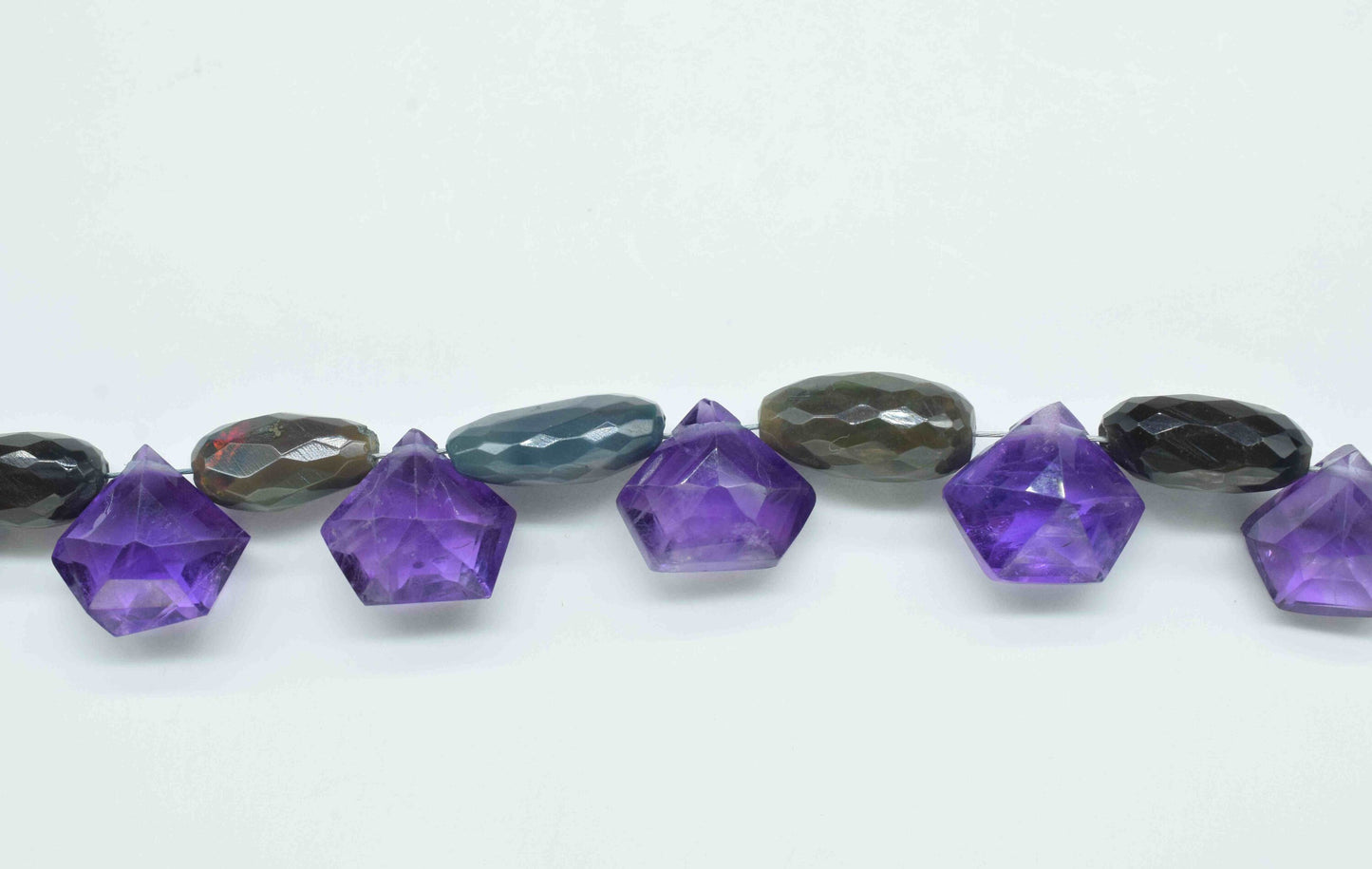 Multi Stone Beads Strands,Diamond Shape Necklace,Natural Stone Faceted Briolettes,Handmade Beads jewelry,Station Link,Tube Shape Beads Gift