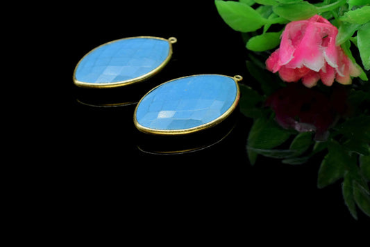 Turquoise 20x30mm Bezel, Marquise Shape Pendant, Single Bail Connector,Gold Plated Bezel,Gold Vermeil Bezel,Handmade Bezel,Turquoise Jewelry