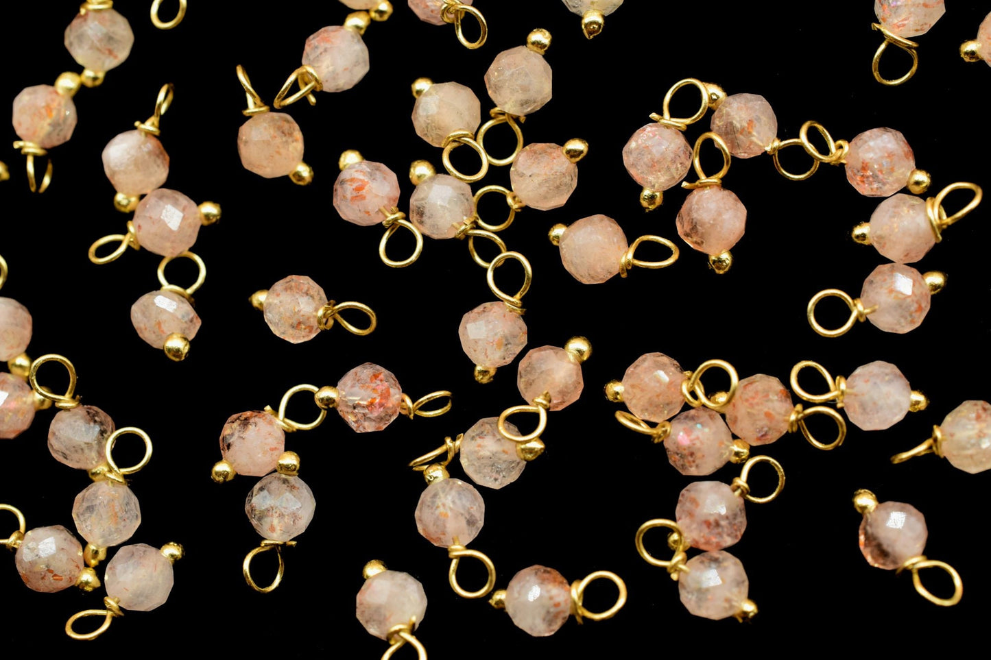 sunstone Single wire wrapped Beads,Single Loop Connectors,Strawberry Faceted Beads,sunstone Hangings Beads,Jewelry Making Supply,Dangle