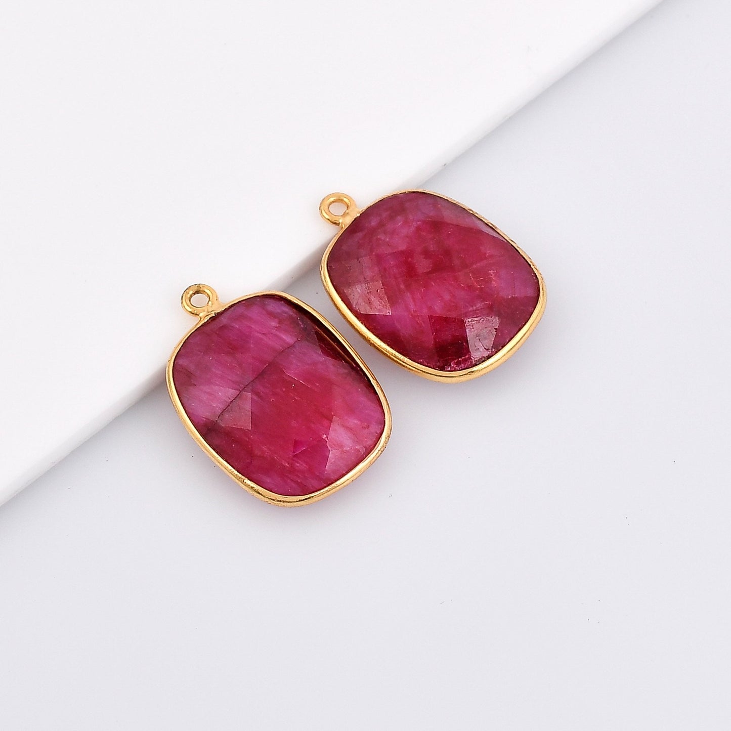 Ruby 14x18mm Bezel,charms,connector,pendant,Rectangle ShapeGold Plated bezel,Beautiful ruby Bezel,Ruby jewelry making charm,GoldFilled bezel