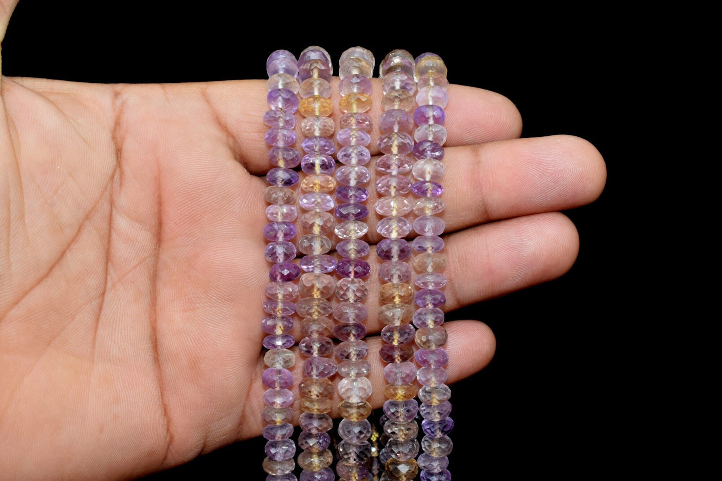Genuine Natural Ametrine Loose Beads Grade AAA Faceted Rondelle Shape 8mm - 8.5mm Size Beads,Ametrine Gemstone Bead,Ametrine 6 Inches Strand