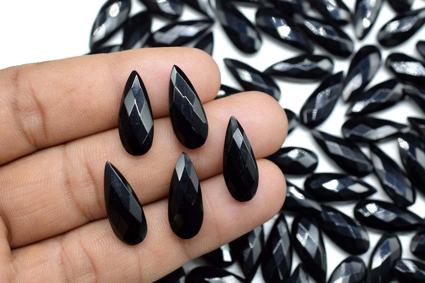 Black Onyx 8X20mm Faceted Teardrop Beads,Black Onyx Gemstone Faceted Beads,Onyx Faceted Pear Bead,jewelry making Beads,Black Onyx Briolettes