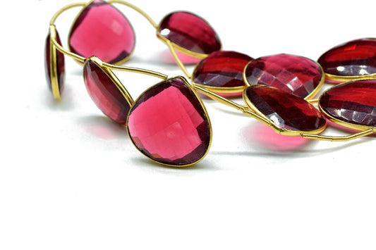Pink Tourmaline 20mm heart shape charm strand,Drilled Charms strand,gemstone Charm,Faceted Gemstone JewelryMaking Component