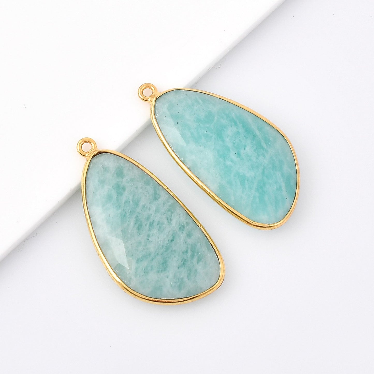 Amazonite 15x26mm charms,Amazonite pendant,Amazonite jewelry making charm,Gemstone connector,Brass charm,Gold plated charms,Jewelry supplies