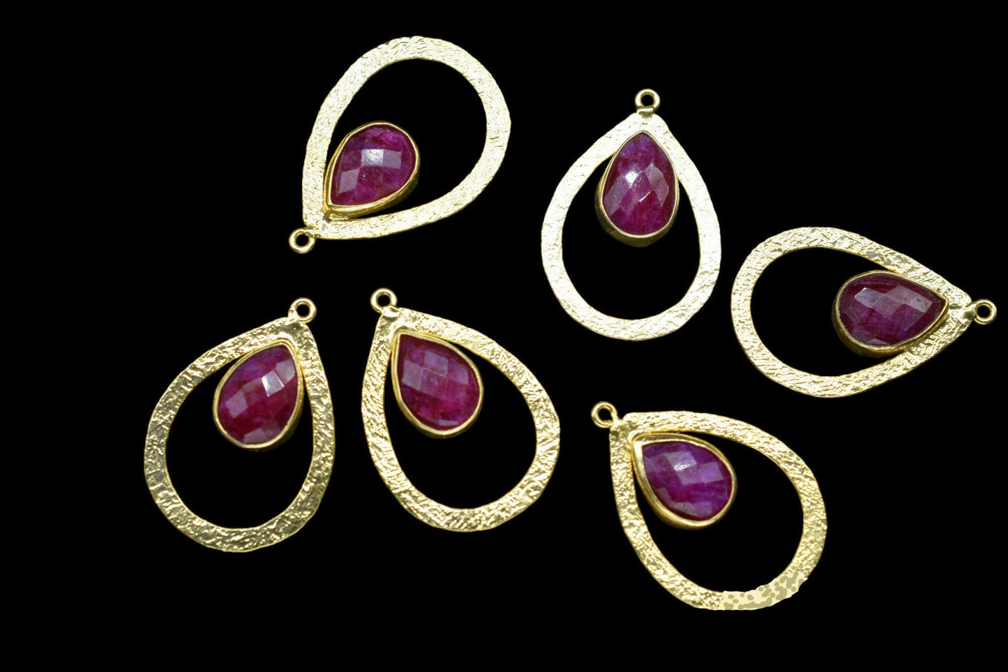 Ruby Gemstone Pendant/Pear Shape Pendant/Bezel Pendant/Jewelry making Stone/Gold Plated Jewelry/Ruby Connector Jewelry/Handmade/Gift