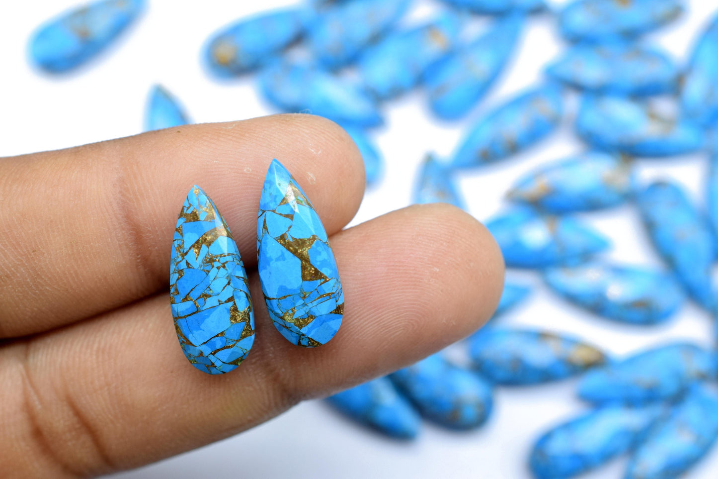 Blue Copper Turquoise 8X20mm Faceted Teardrop Beads,Turquoise Gemstone Briolettes,Turquoise Long  Faceted Pear Beads,Turquoise jewelry Beads