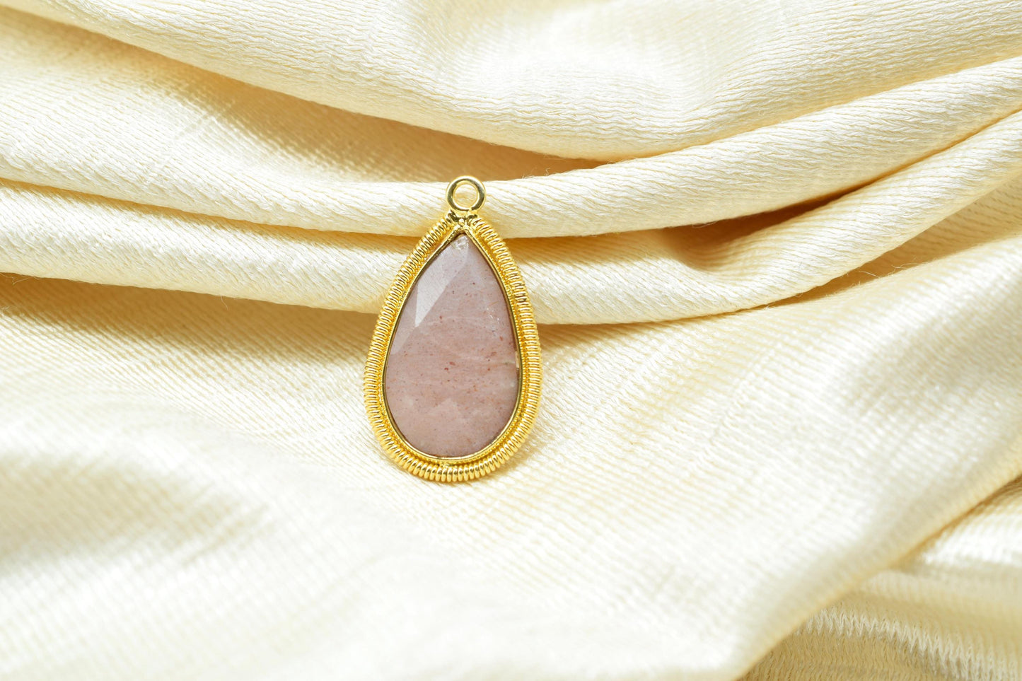 Peach Moonstone 12X20mm Bezel Charms,Gemstone Bezels,Boho Pendant Charms,Single Bail Pendant,Handmade Brass Pendant,Bezel Connectors,Gift