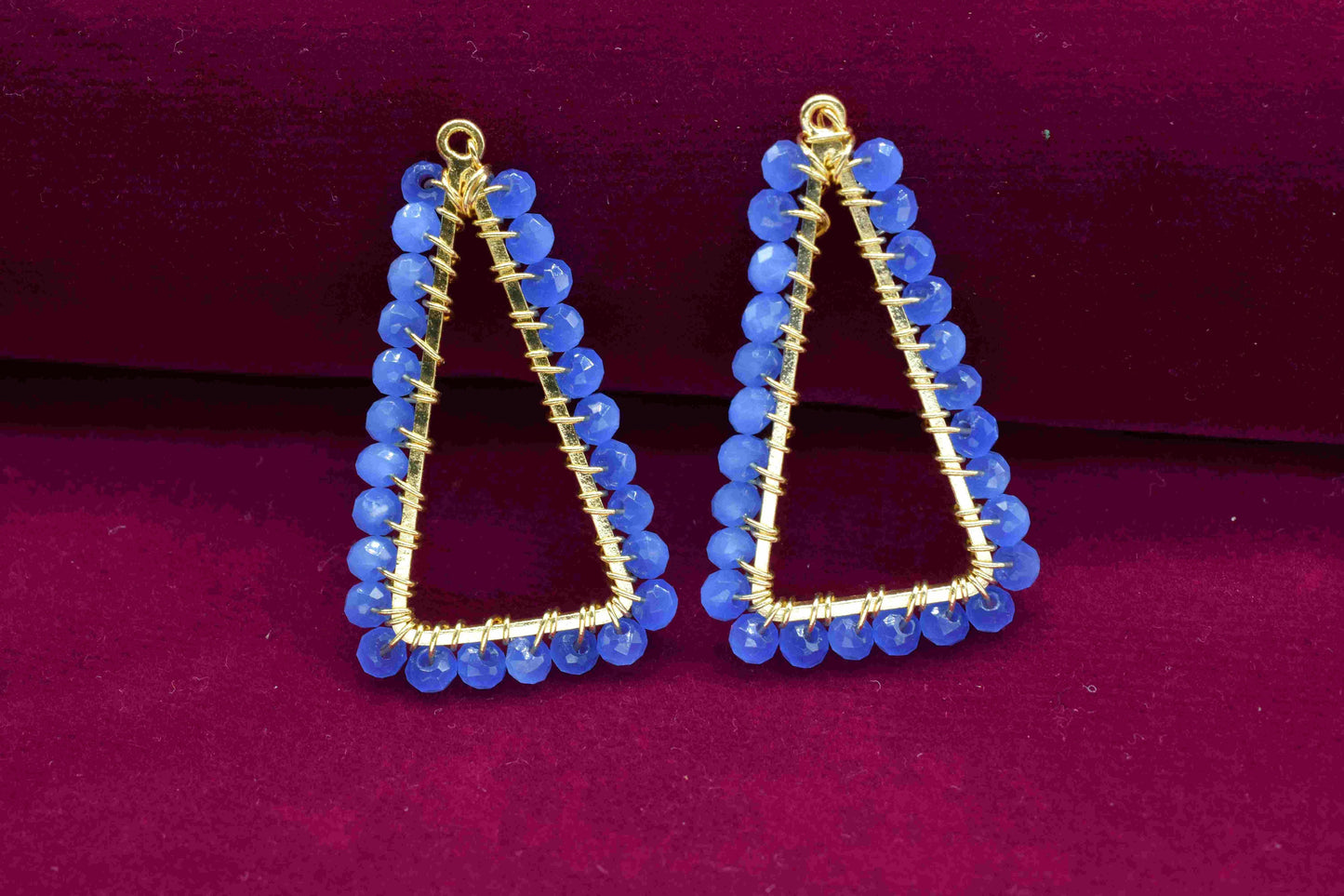 Blue Quartz Wire Wrapped Dangle Earring,Handmade Beads Earring Connector,Gemstone Component,Blue Quartz Component Jewelry,Finding Necklace