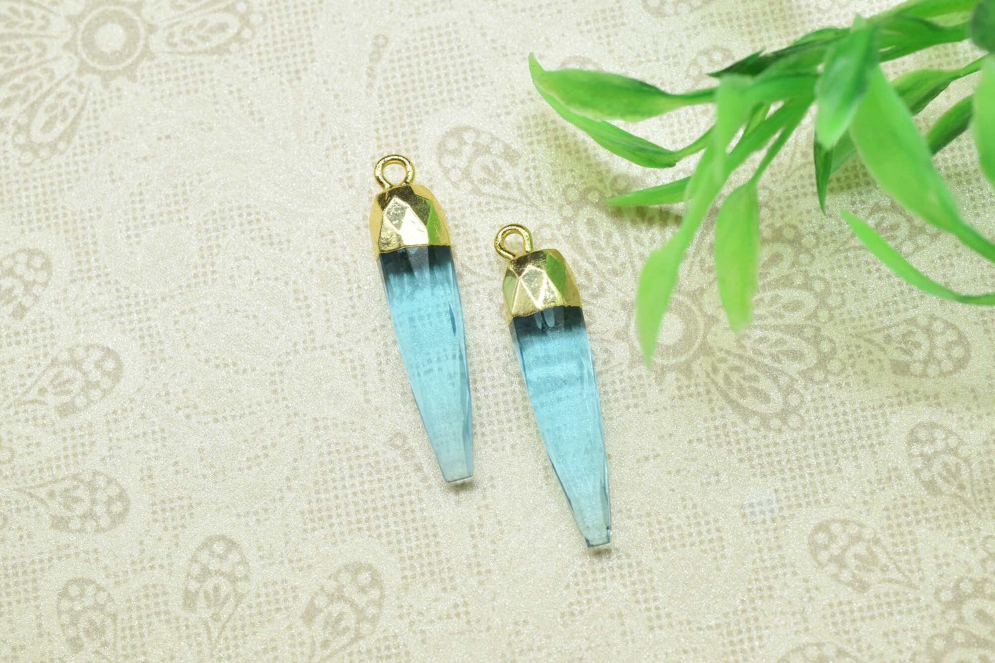 Sky Topaz Pencil Pendant,Gemstone Single Bail Connector,Sky Topaz Pendant Jewelry Making Supply,Handmade Faceted Spike Pointed Charm,Gift