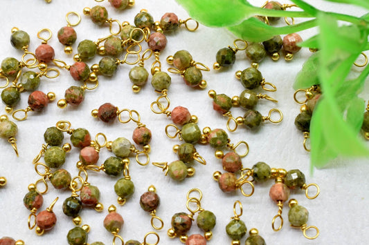 3mm unakite wire wrapped single loop connector,Earring Connectors,unakite Faceted Beads,unakite Hangings Beads,Jewelry Making Supply,Charms