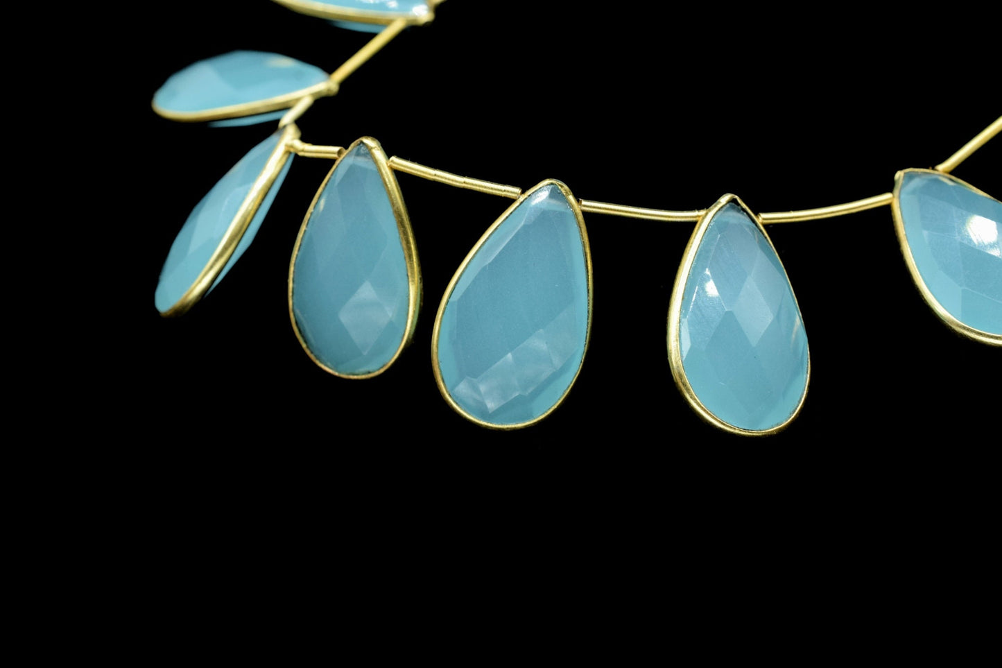 Aqua Chalcedony 12x20mm Gold plated charms 11 pieces strand,Aqua Chalcedony Charm,Making Jewelry Supplies,Natural stone charms,chalcedony,