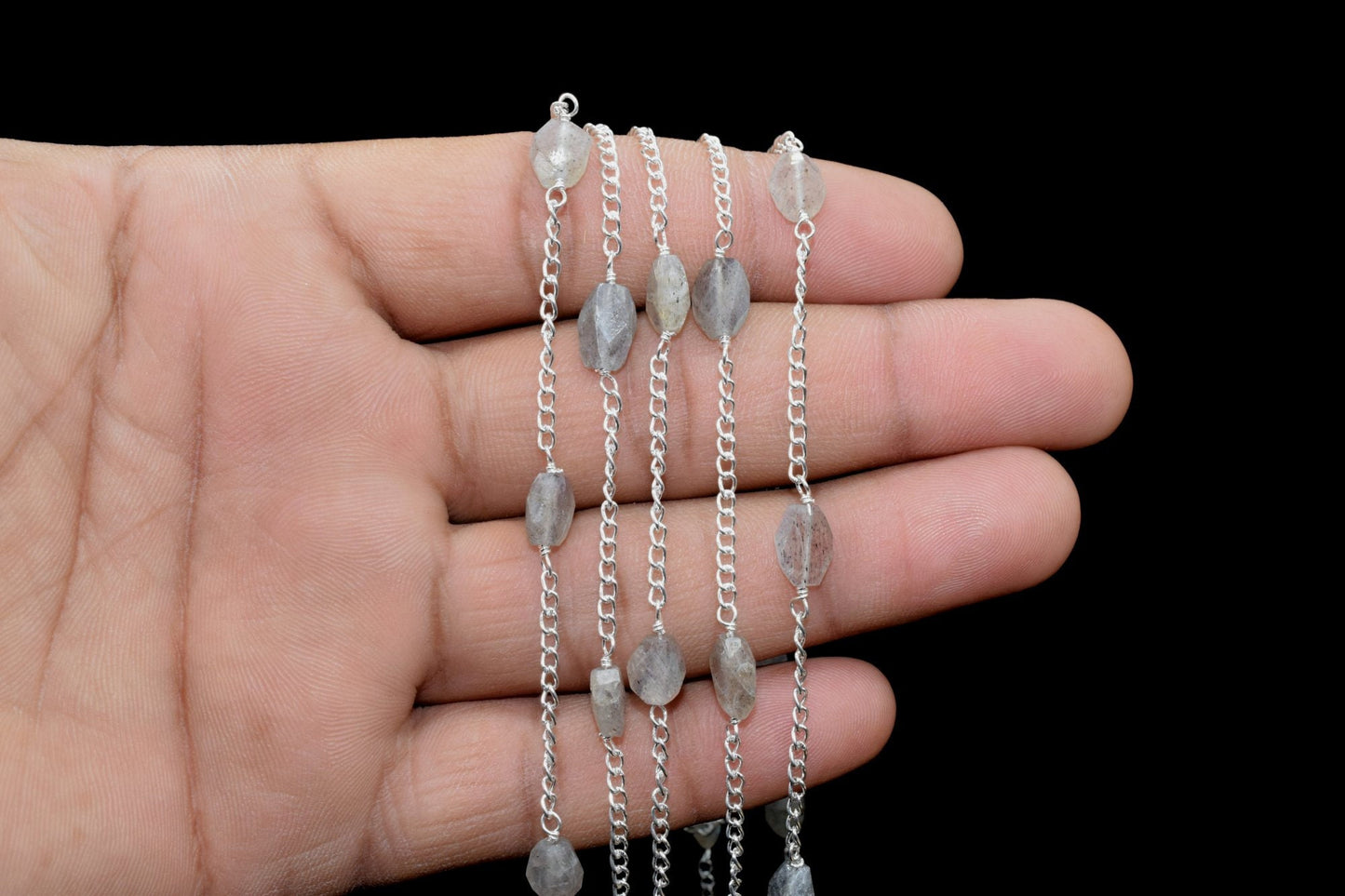 Labradorite Oval Shape Rosary Chain,Labradorite Beads Rosary,Jewelry Making Rosary,Labradorite Chain Rosary,Labradorite Briolettes Rosary,