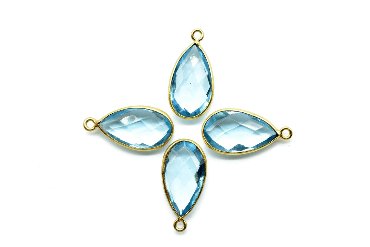 Sky Topaz 10x18mm Pear shape charm,Checker Board cut Sky Topaz Pendant,Sky Topaz charms,Sky Topaz Pear Briolette,Sky Topaz single bail charm