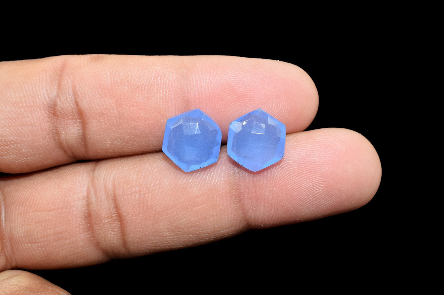 Blue Chalcedony faceted 10mm Hexagon Briolette,Blue Chalcedony Hexagon Beads,Gemstone Beads,Jewelry making Hexagon Beads,Fancy Briolettes