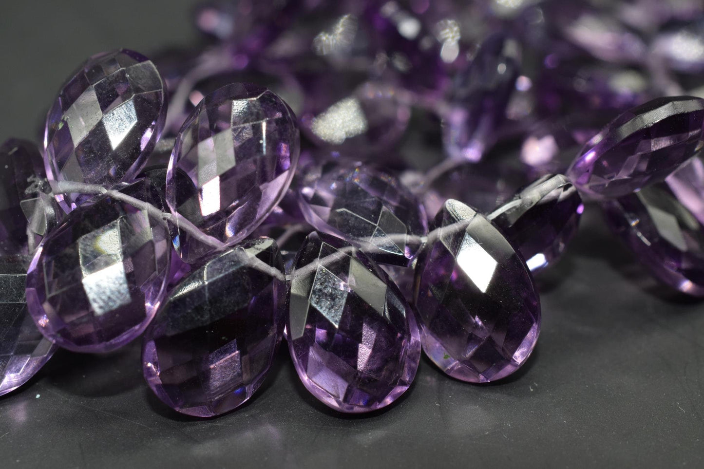 Amethyst Quartz 8x12mm Teardrop Faceted Briolettes,Amethyst Quartz Faceted Pear Shape Beads,Amethyst Briolettes,Gemstone Briolettes,50PC