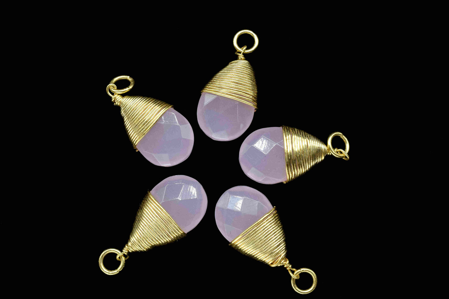 Pink Chalcedony Faceted Connector,Loop Connector,Teardrop Pendant Jewelry,Gemstone Wire Wrapped Pendant,Wire Wrapped Necklace Jewelry,Gift