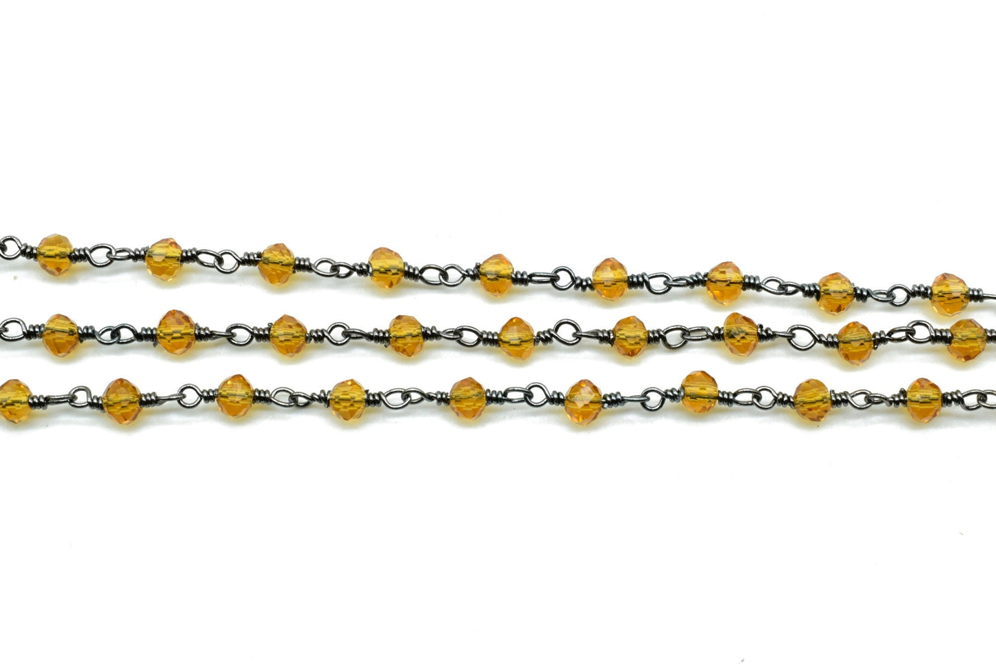 Citrine Chalcedony 3mm Beaded Chain,Citrine Rosary Chain,Citrine Wire Wrap Chain,Tanzanite Brass chain Jewelry Making Chain,Citrine Rosary