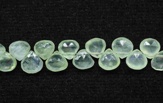 Natural Prehnite Strand Beads,Tiny Heart Shape Necklace,Gemstone Faceted Briolettes,Handmade Beads jewelry,Station Link,loose Beads Gift for